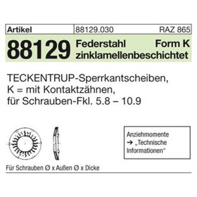 ART 88129 TECKENTRUP-Sperrkantscheiben m. Kz. C 60 flZnnc SKK 4 flZnnc K